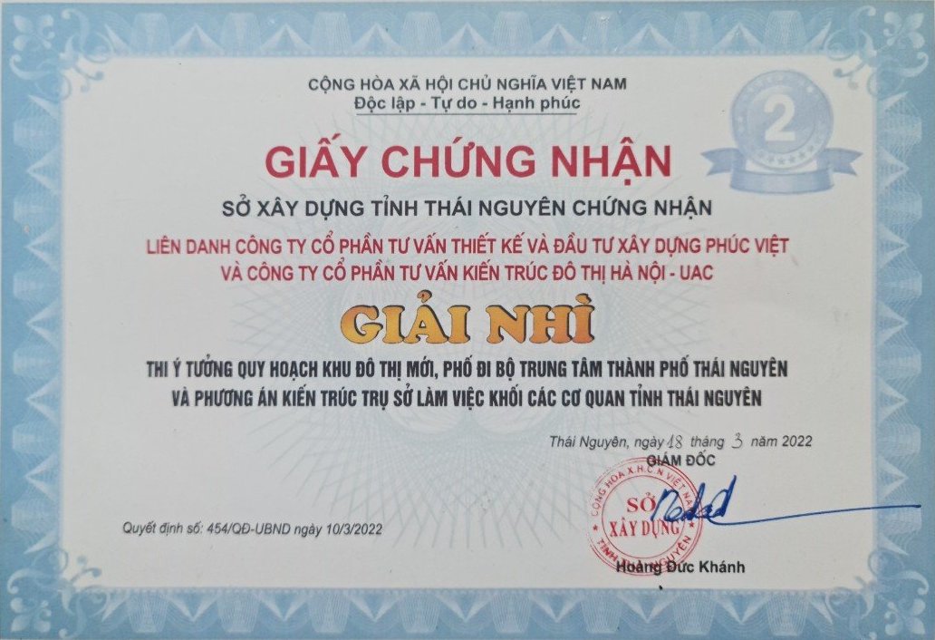 Giải nhì- Sở XD Thái Nguyên