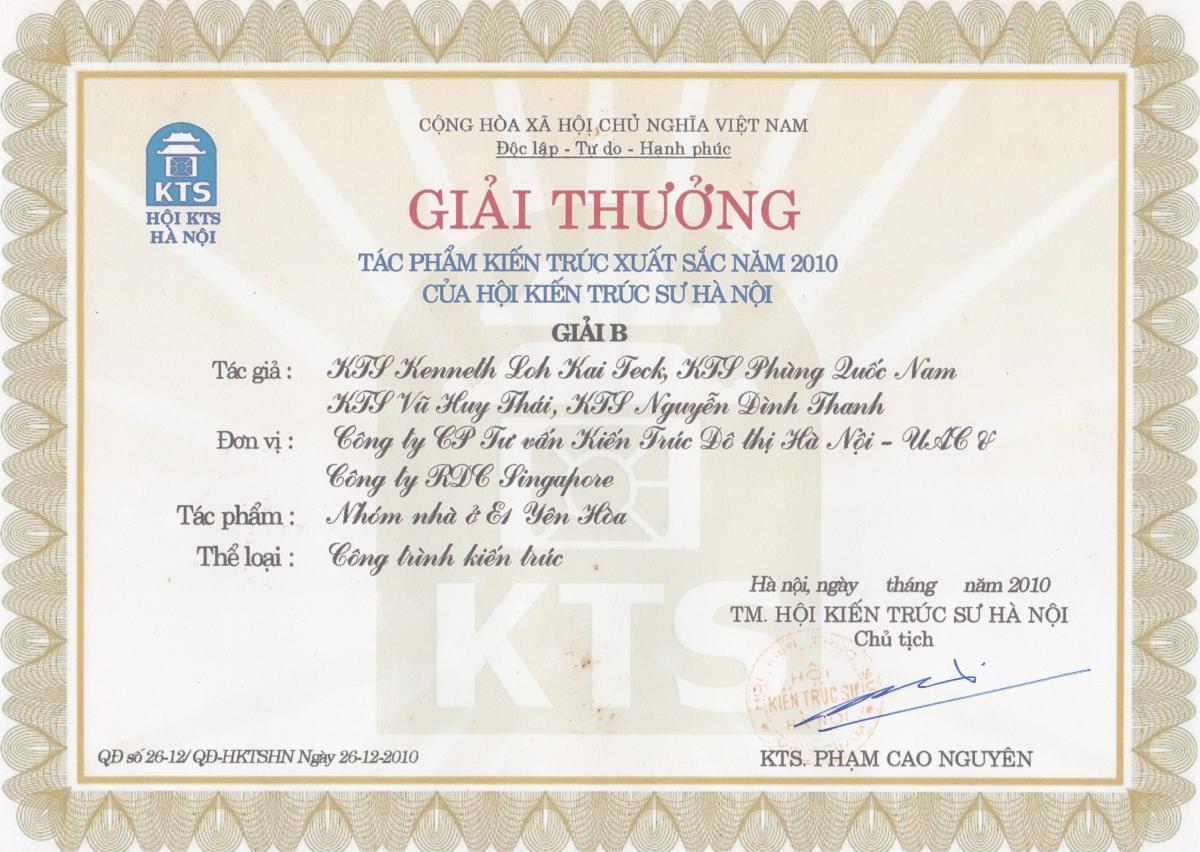 Giải thưởng 2010 E1 Yên Hòa